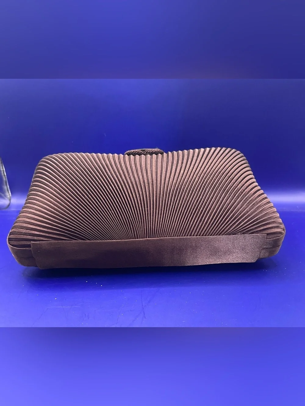 Elegant Brown Satin Pleated Clutch Bag
